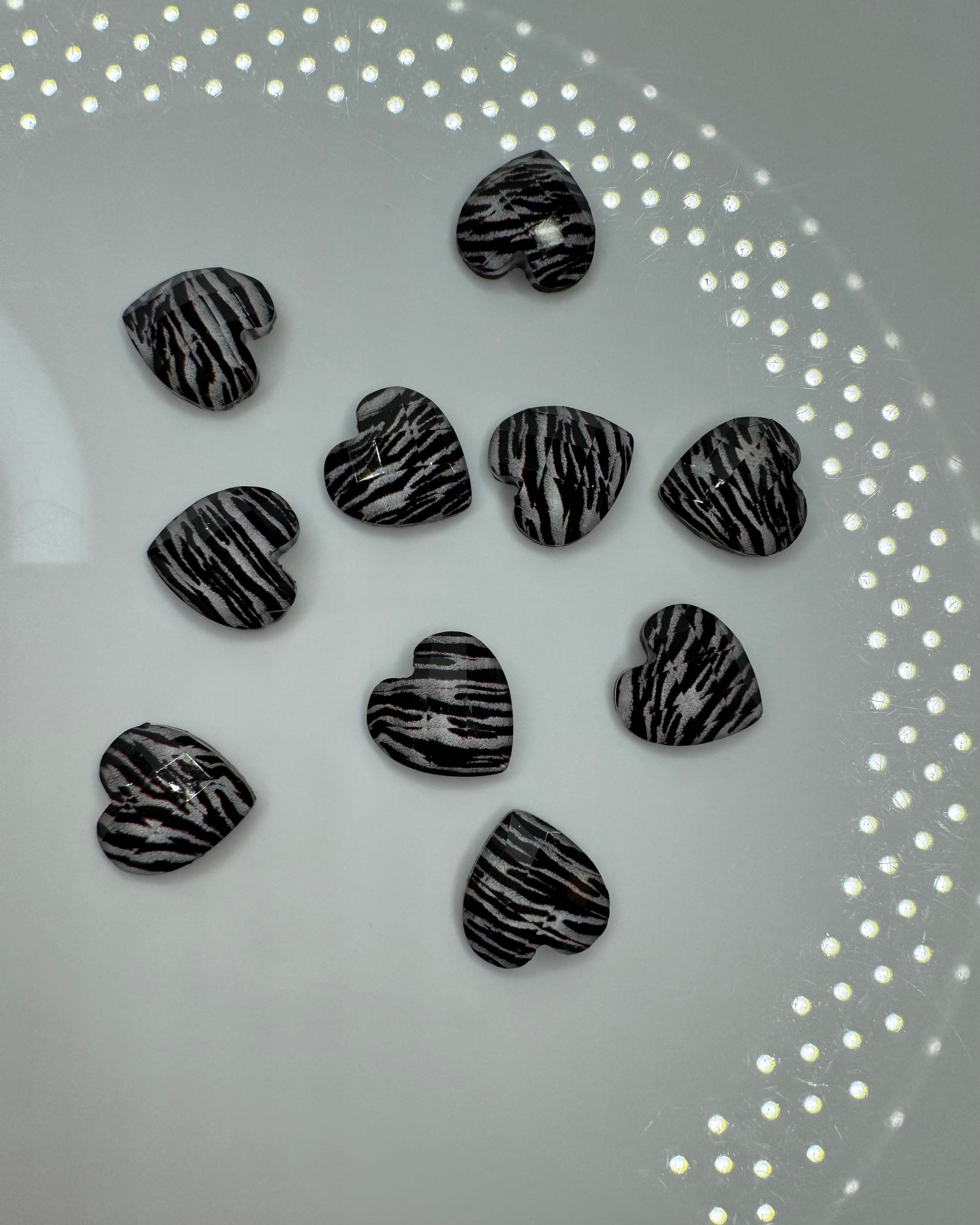 Zebra heart charms