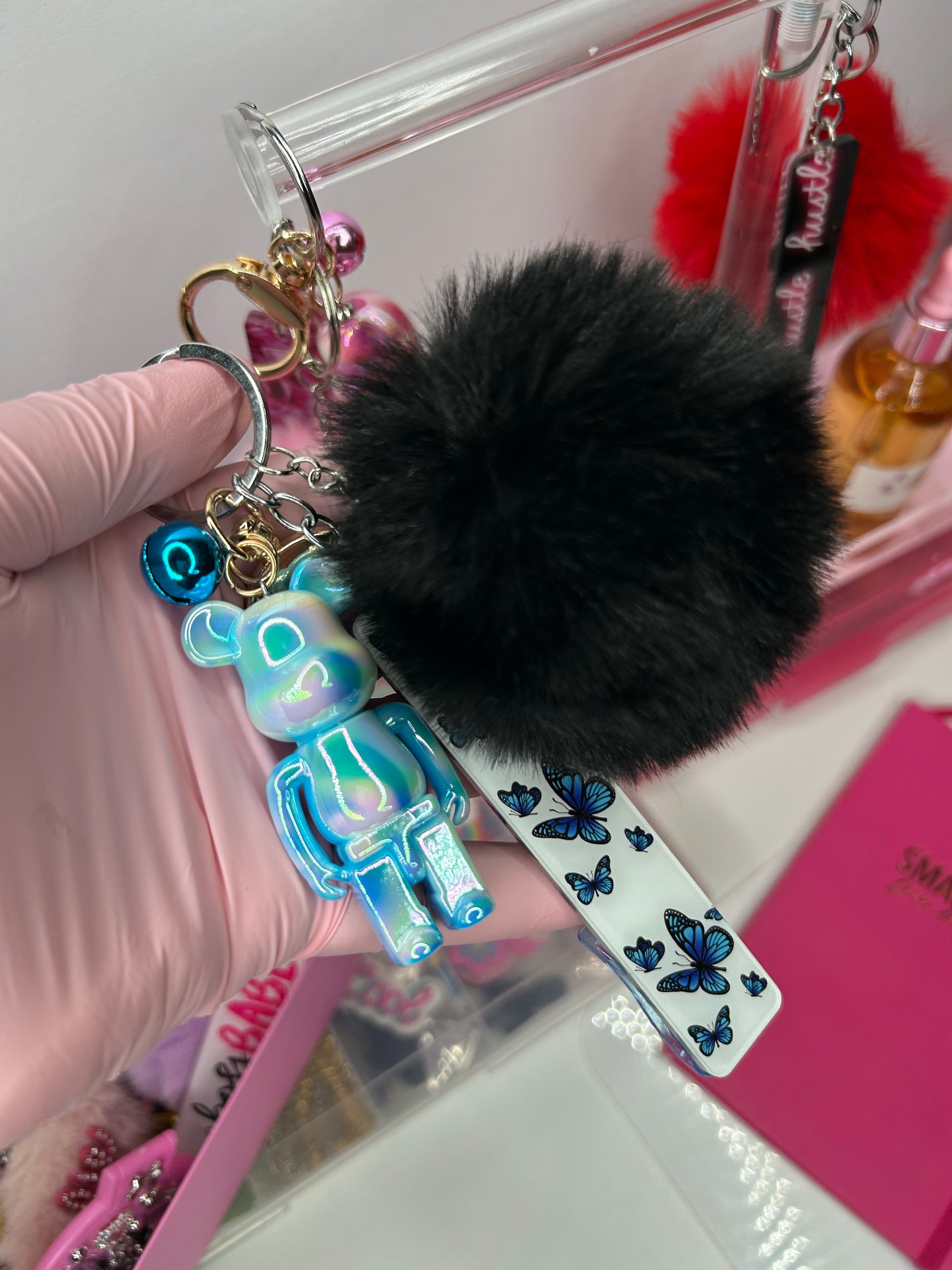 Butterfly card clip keychain
